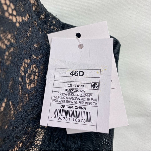 Auden The Sublime Bra 46D Black Lace Plunge Coverage Push Up Underwire NEW - Picture 6 of 12